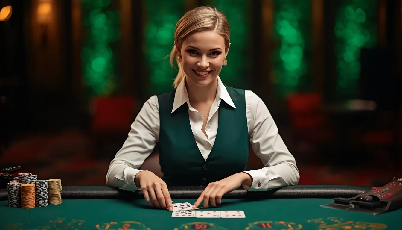 Live casino dealer ved blackjack-bord hos Verde Casino